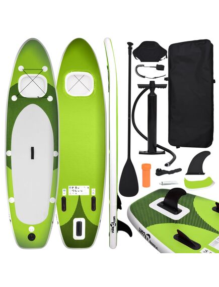 Set placă paddleboarding gonflabilă, verde, 330x76x10 cm