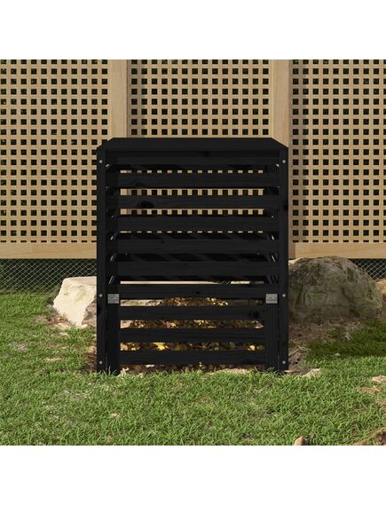 Compostor, negru, 82,5x82,5x99,5 cm, lemn masiv de pin