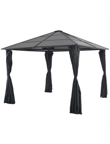 Pavilion cu perdea, negru, 3 x 3 m, aluminiu