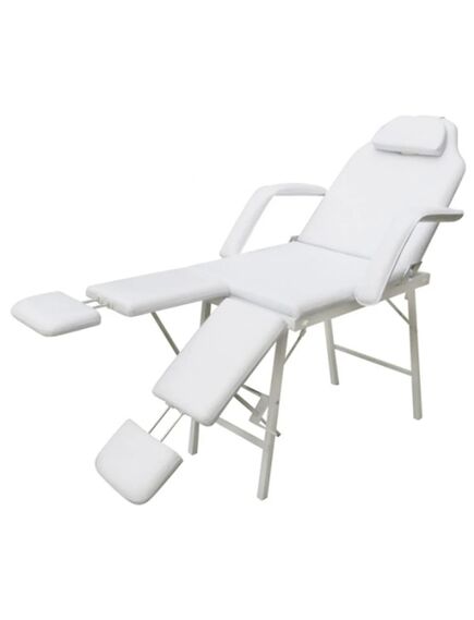 Scaun tratament facial, piele artificială, 185x78x76 cm, alb