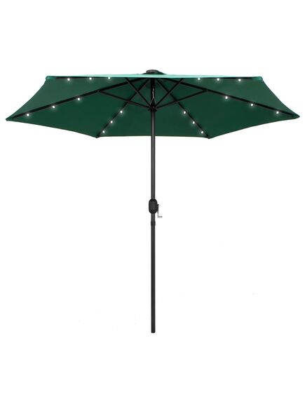 Umbrelă de soare cu led-uri și stâlp aluminiu, verde, 270 cm