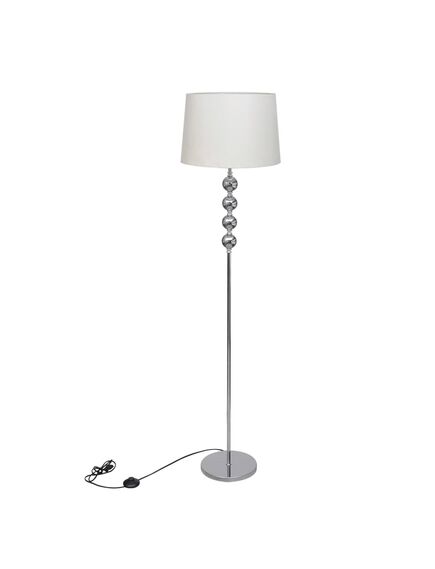 Lampă de podea cu abajur, suport înalt, 4 bile decorative, alb