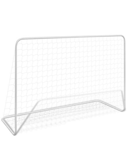 Poartă de fotbal cu plasă alb 182x61x122 cm oțel