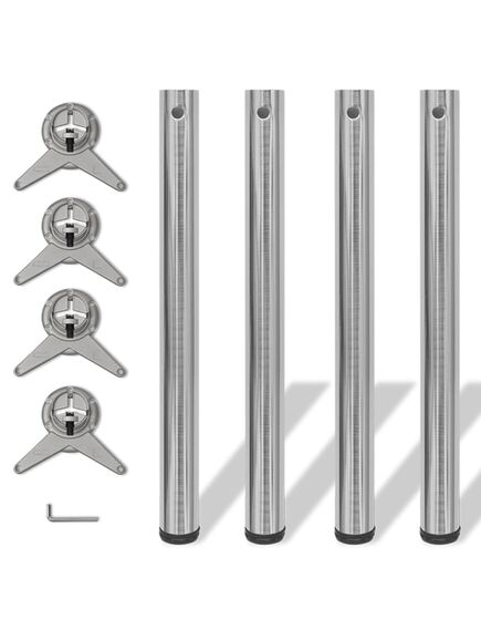 242136 4 height adjustable table legs brushed nickel 710 mm