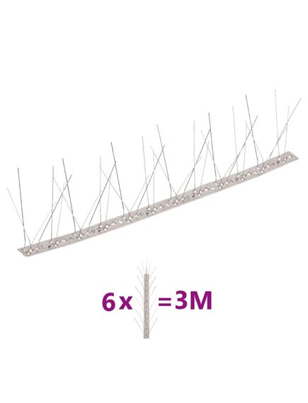 Set bandă cu țepi antipăsări cu 5 rânduri, 6 buc., oțel, 3 m