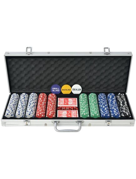 Set de poker cu 500 de jetoane din aluminiu