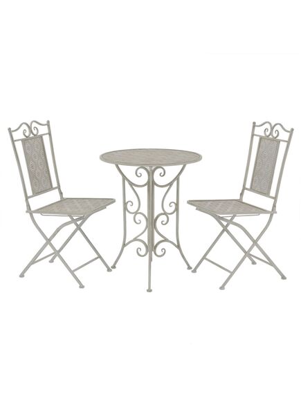 Set mobilier bistro, 3 piese, gri, oțel