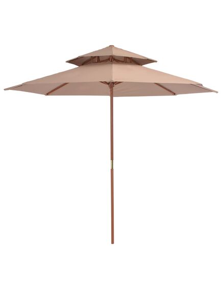 Umbrelă de soare dublă, stâlp din lemn, 270 cm, gri taupe