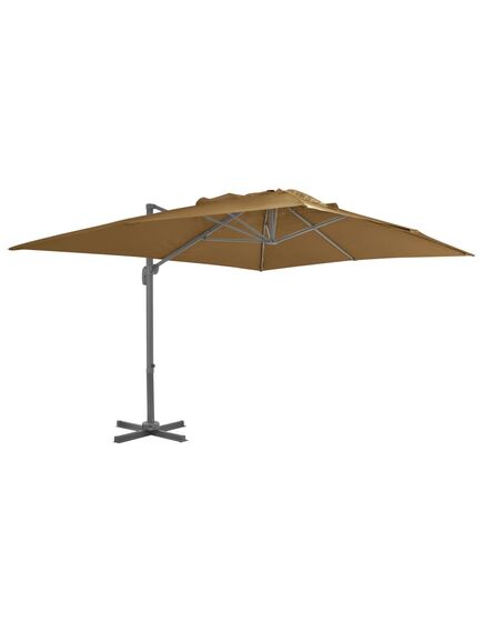 Umbrelă suspendată cu stâlp din aluminiu, taupe, 400x300 cm