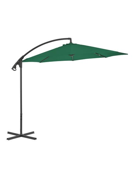 Umbrelă suspendată cu stâlp din oțel, verde, 300 cm