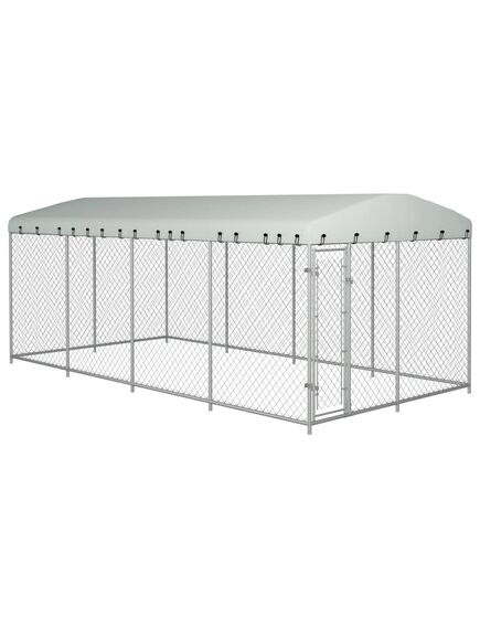 Padoc pentru câini de exterior, cu acoperiș, 8 x 4 x 2,3 m