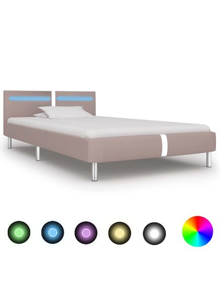 Cadru pat cu led, cappuccino, 90x200 cm, piele artificială