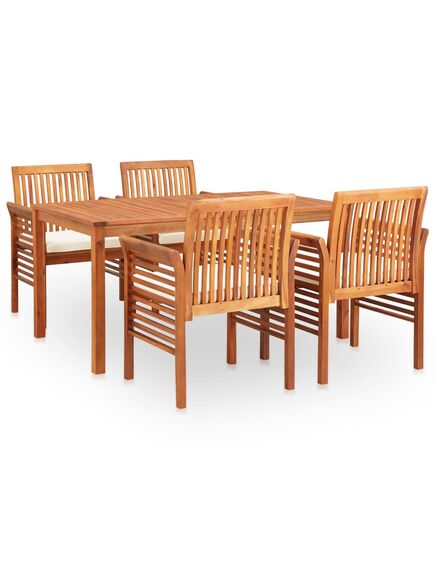 Set mobilier de exterior cu perne 5 piese lemn masiv de acacia