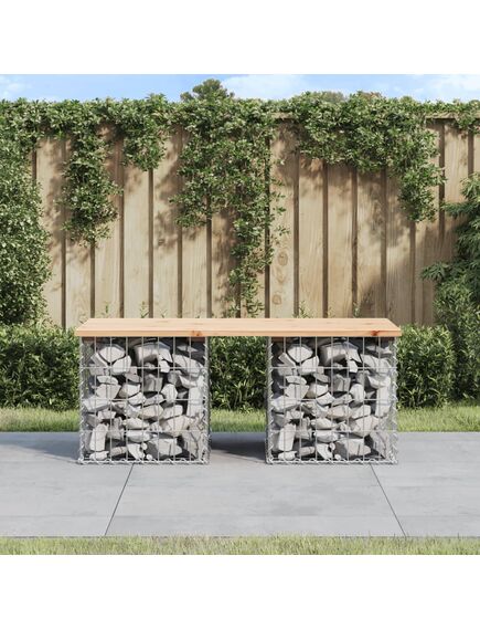 Bancă de grădină, design gabion, 103x44x42cm, lemn masiv de pin