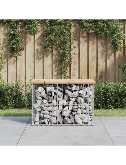 Bancă de grădină, design gabion, 63x31,5x42 cm, lemn masiv pin