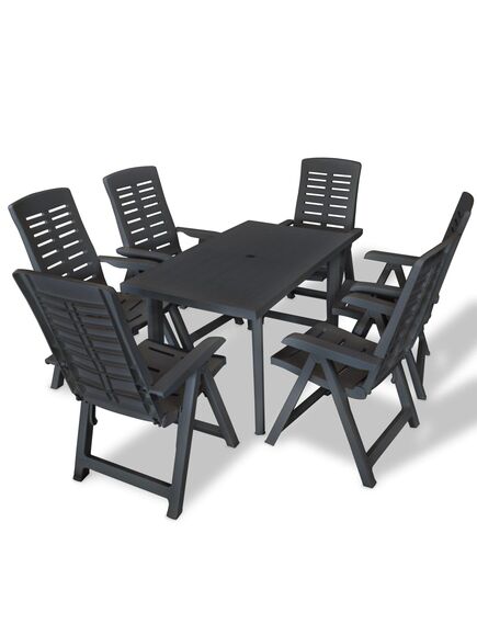 Set mobilier de exterior, 7 piese, antracit, plastic