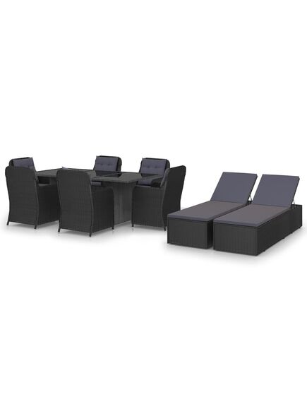 Set mobilier de grădină, 9 piese, poliratan