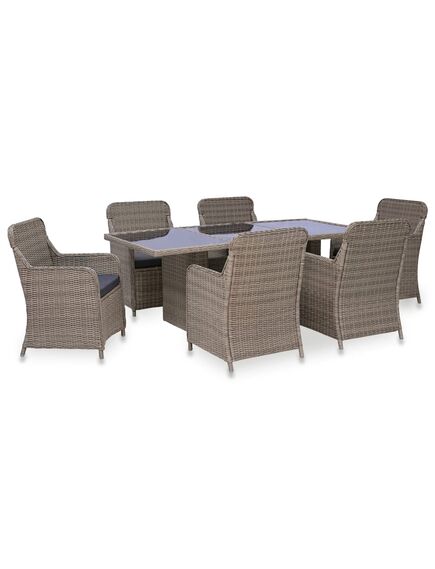 Set mobilier de exterior, 7 piese, maro, poliratan