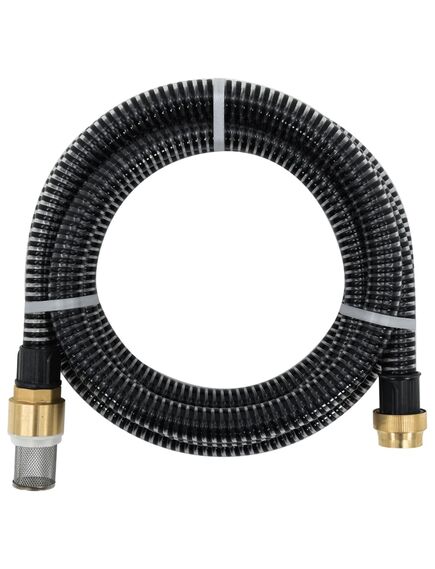 Furtun de aspirație cu racorduri din alamă, negru 1,1" 10 m pvc