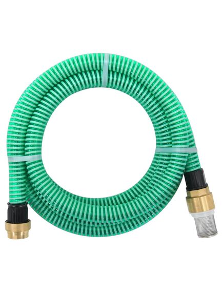 Furtun de aspirație cu racorduri din alamă, verde 1,1" 15 m pvc