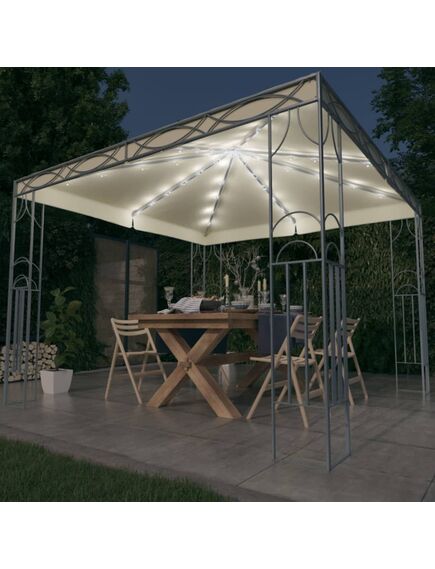 Pavilion cu șir de lumini led, crem, 300x300 cm