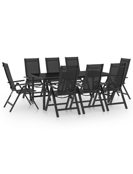 Set mobilier de grădină, 9 piese, antracit, aluminiu