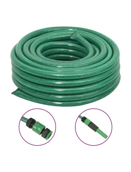 Furtun de grădină cu set de racorduri, verde, 0,9", 10 m, pvc