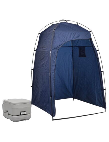 Toaletă portabilă de camping cu cort, 10+10 l