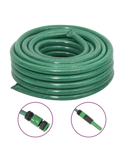 Furtun de grădină cu set de racorduri, verde, 50 m, pvc