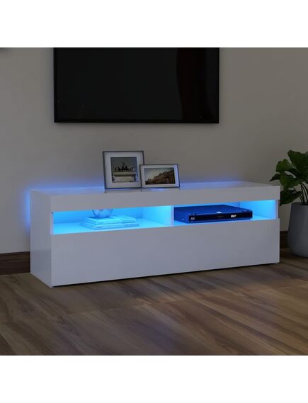 Comodă tv cu lumini led, alb, 120x35x40 cm