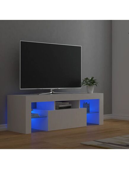 Comodă tv cu lumini led, alb, 120x35x40 cm