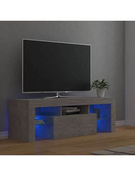 Comodă tv cu lumini led, gri beton, 120x35x40 cm