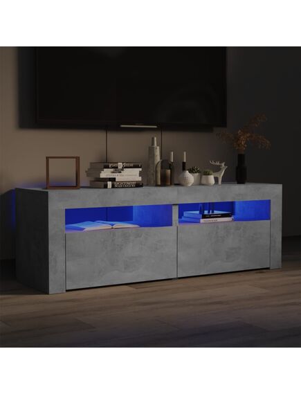 Comodă tv cu lumini led, gri beton, 120x35x40 cm