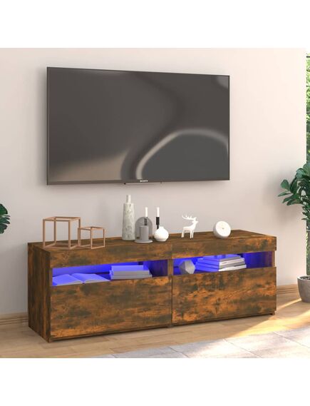 Comodă tv cu lumini led, stejar fumuriu, 120x35x40 cm