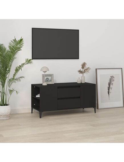 Comodă tv, negru, 102x44,5x50 cm, lemn prelucrat