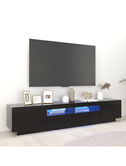 Comodă tv cu lumini led, negru, 200x35x40 cm