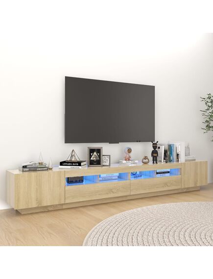 Comodă tv cu lumini led, stejar sonoma, 260x35x40 cm