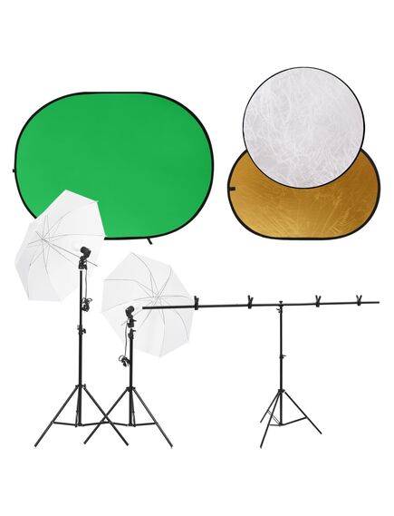 Kit studio foto cu set de lumini, ecran de fundal și reflector