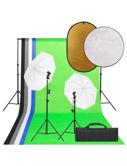 Set studio foto cu lumină, fundal și reflector