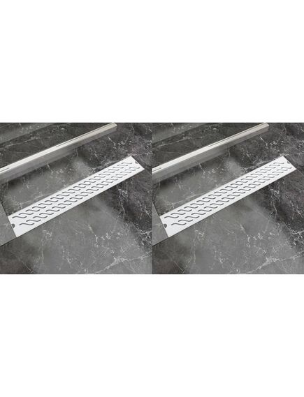 Rigolă de duș liniară 2 buc. 730x140 mm oțel inoxidabil valuri