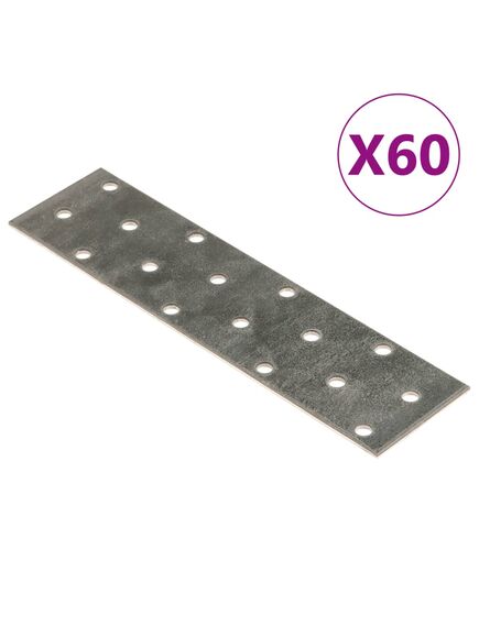 Plăci perforate, 60 buc., 2 mm, 160x40 mm, oțel galvanizat