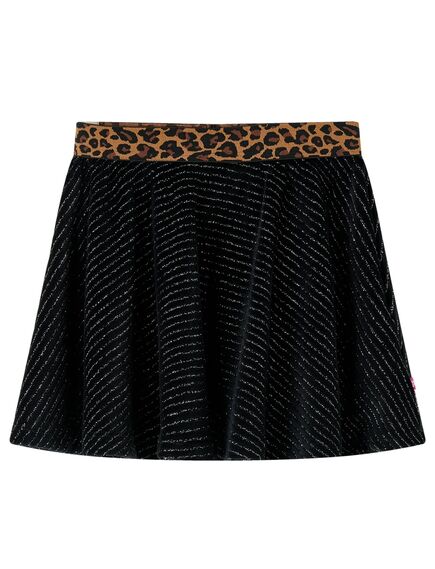 Fusta de copii cu talie tip leopard, negru, 116