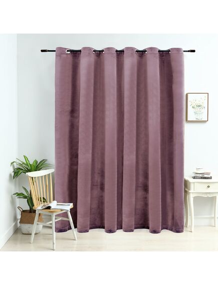 Draperie opacă roz antichizat 290x245 cm catifea inele metalice