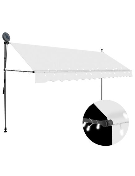 Copertină retractabilă manual cu led, crem, 350 cm