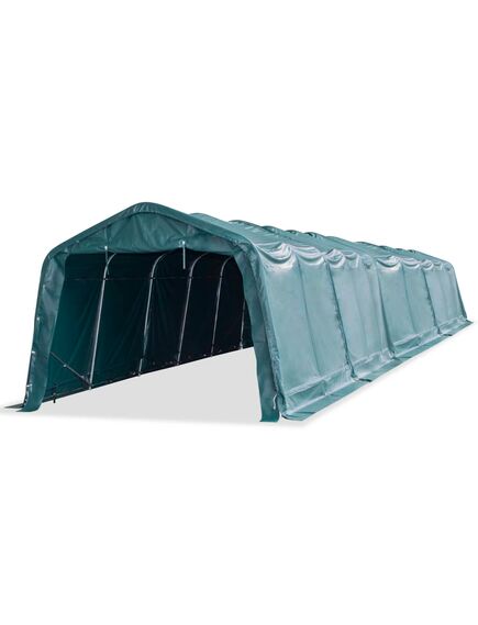 Cort mobil pentru animale verde închis 3,3x16 m pvc 550 g/m²