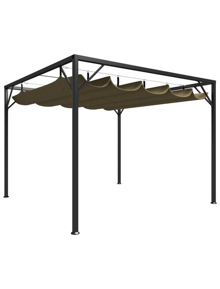 Pavilion grădină, acoperiș retractabil gri taupe 3x3 m 180 g/m²