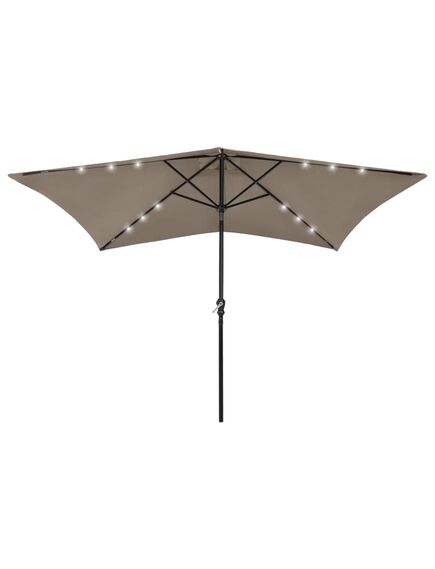 Umbrelă de soare cu stâlp din oțel & led-uri, gri taupe, 2x3 m