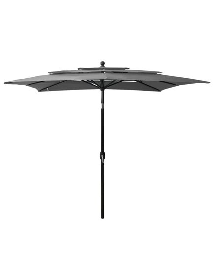 Umbrelă de soare 3 niveluri, stâlp aluminiu, antracit 2,5x2,5 m