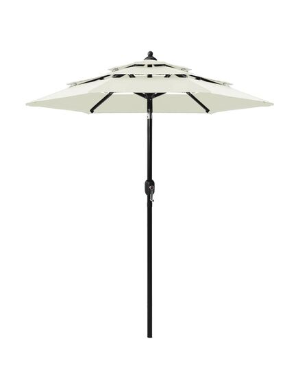 Umbrelă de soare 3 niveluri, stâlp de aluminiu, nisipiu, 2 m