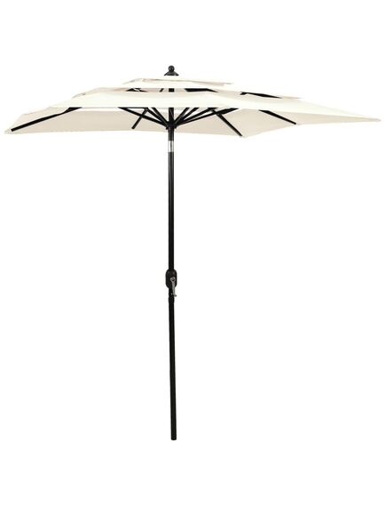 Umbrelă de soare 3 niveluri, stâlp de aluminiu, nisipiu, 2x2 m